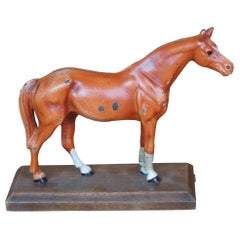 Antique Hubley Painted Cast Iron Equestrian Horse Figurine Paperweight Statue