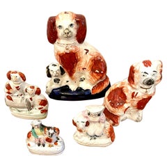 Collection of Unusual Vintage Victorian Staffordshire Dogs