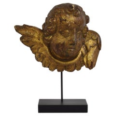 Italian 18th Century Carved Giltwood Baroque Angel Head