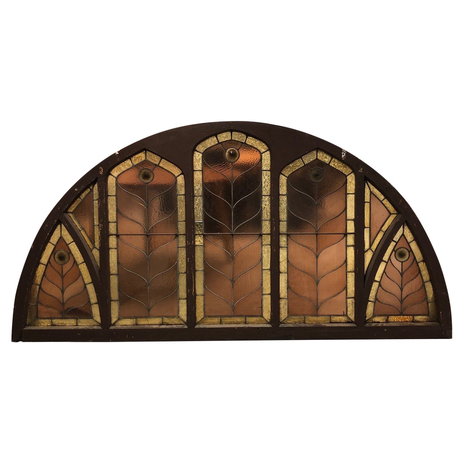 1 of 2 Arched Stained Glass Window For Sale at 1stDibs