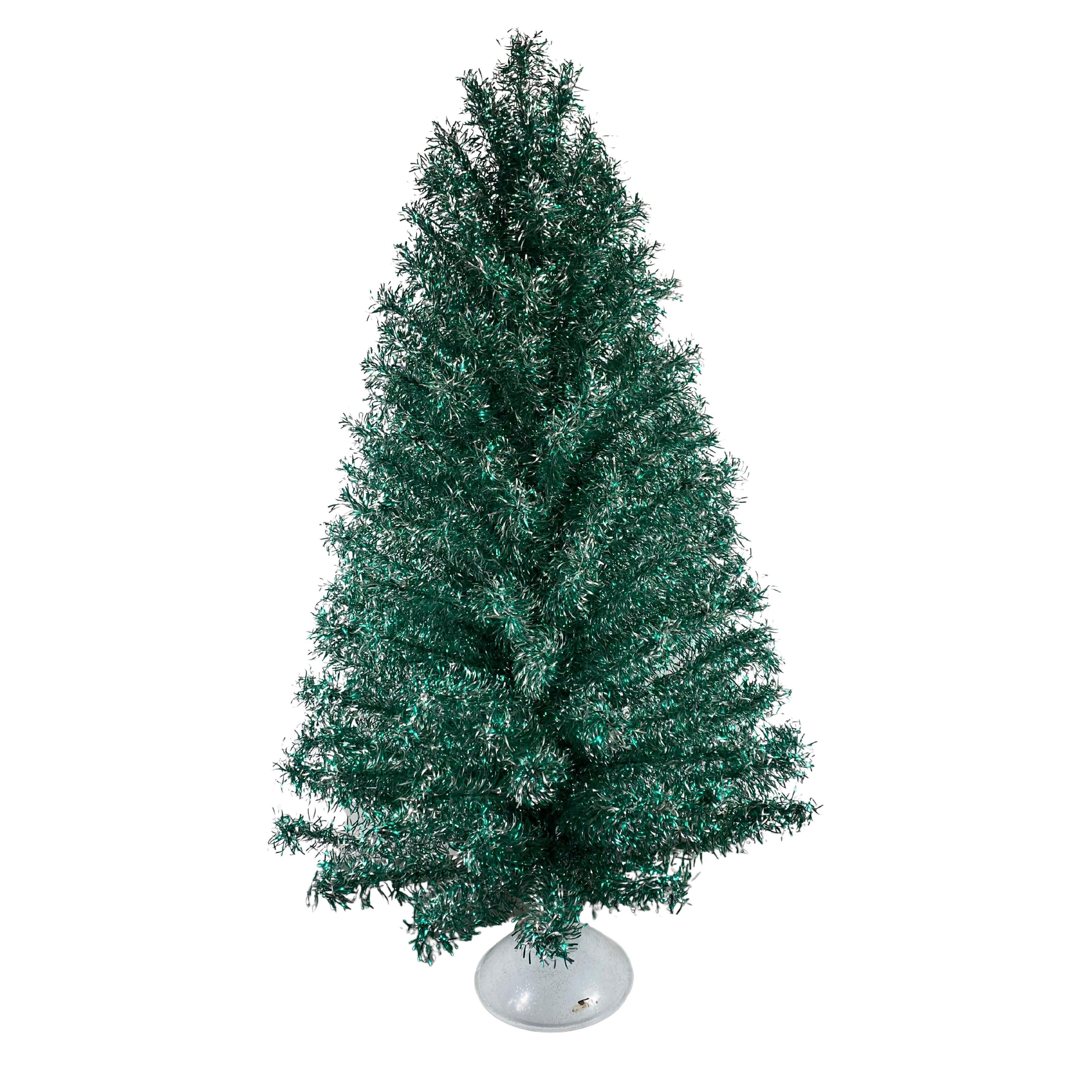 Mid Century Silver & Green Aluminum Christmas Tree, "Starlite" by Revlis