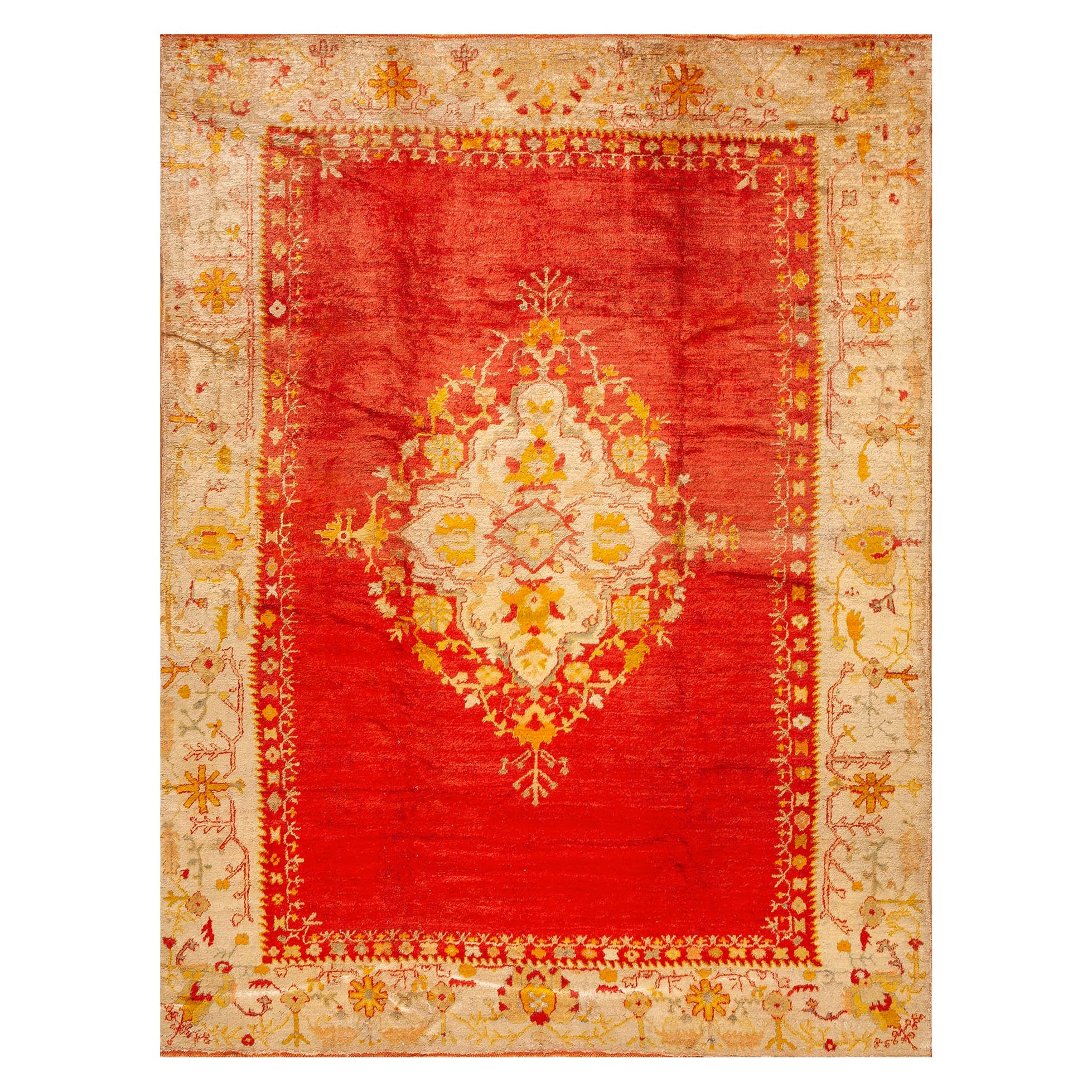 Türkischer Angora- Oushak-Teppich des späten 19. Jahrhunderts ( 7' 6'' x 10' 230 x 305 cm)