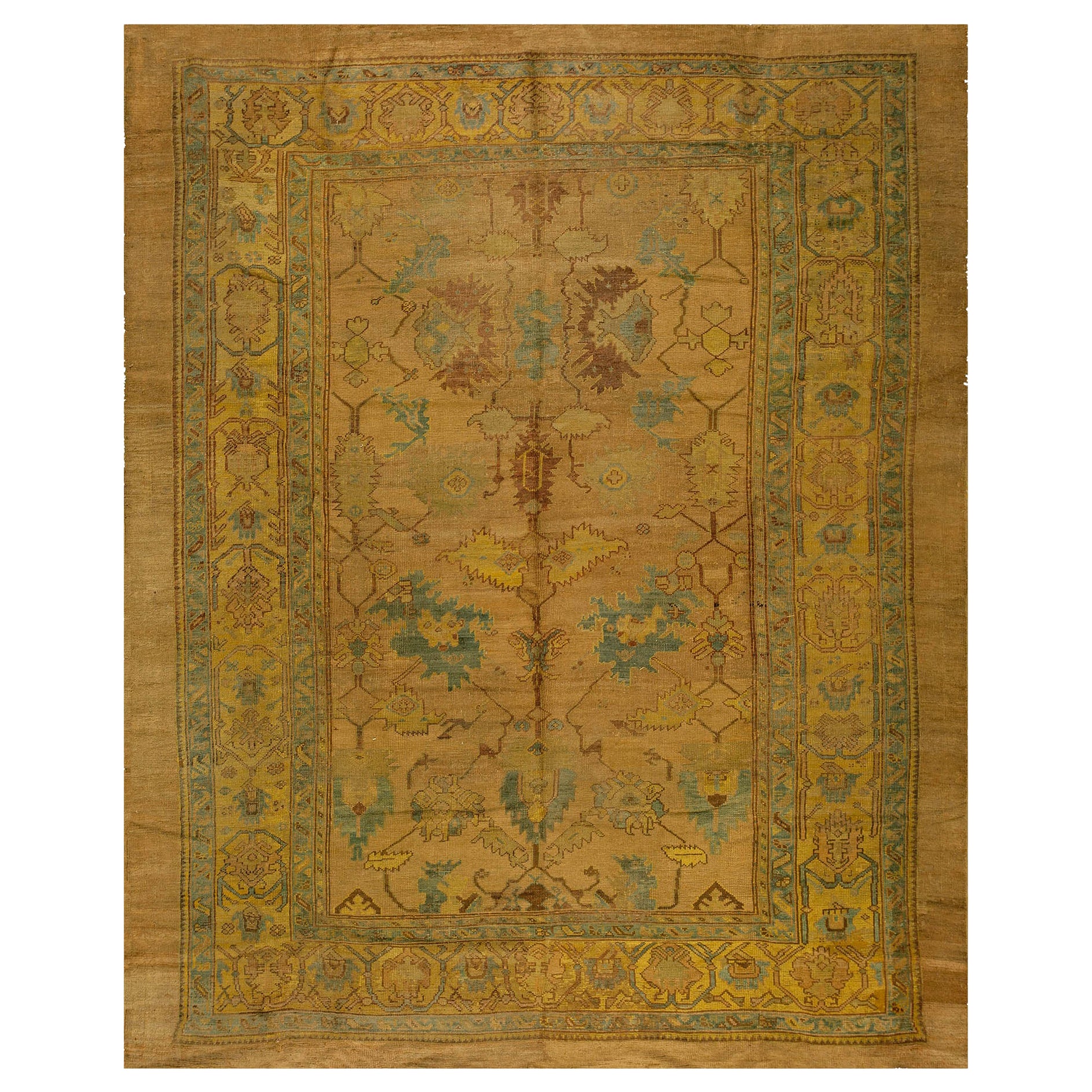 19th Century Turkish Oushak Carpet ( 8'9'' x 10'10'' - 266 x 330 ) For Sale