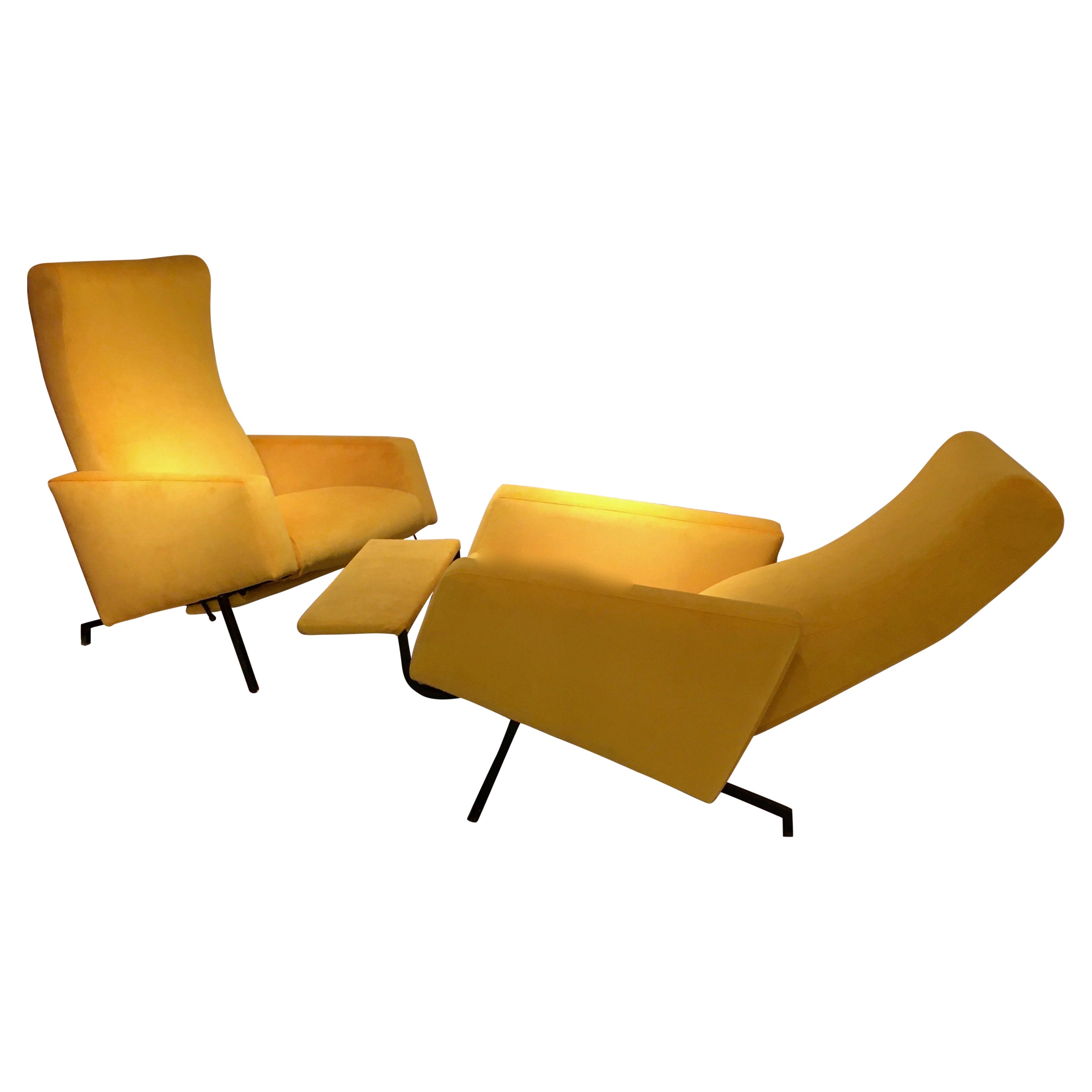 Fine Pair of Adjustable Trelax Chairs by Pierre Guariche, France, 1961 For Sale