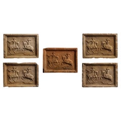 Set of 5 Antique Earthenware Tiles