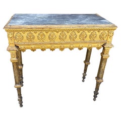 Incredible 18th Century Italian Neoclassical Giltwood Marble Top Console