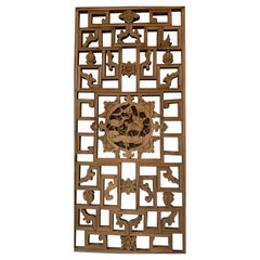 Antique Chinese Carved Wood Window Panel