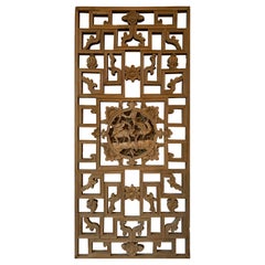 Antique Chinese Carved Wood Window Panel