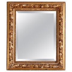 Antique Carved Fruit & Leaf Giltwood Wall Mirror, Circa 1890