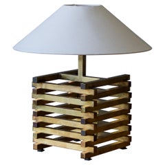 Italian Designer, Modernist Table Lamp, Brass, Italy, 1970s