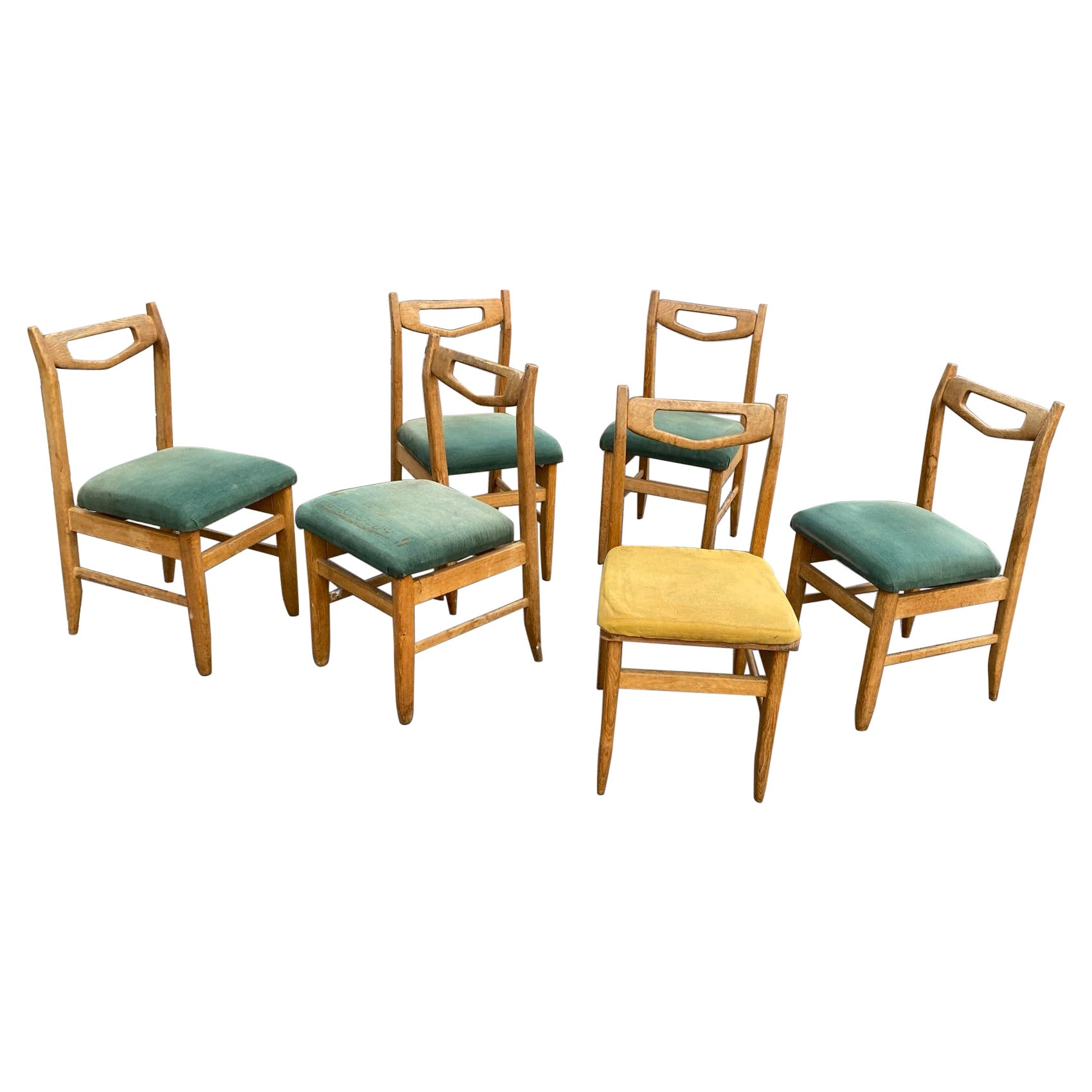 Six chaises en chêne Guillerme et Chambron, Édition Votre Maison, vers 1970