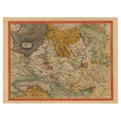 Early Antique Map of Gelderland and Overijssel in the Netherlands, c.1625