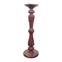 Quality Antique Carved Mahogany Pedestal Torchere