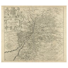 Antike Karte von Gloucestershire in Großbritannien von Camden, 1637