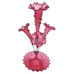 Beautiful Genuine Antique Ruby Glass Epergne
