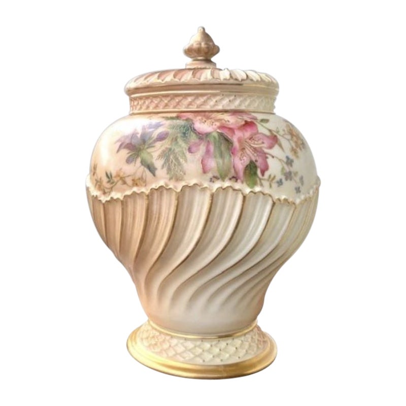 Antique Royal Worcester Blush Ivory Pot Pourri Vase and Cover