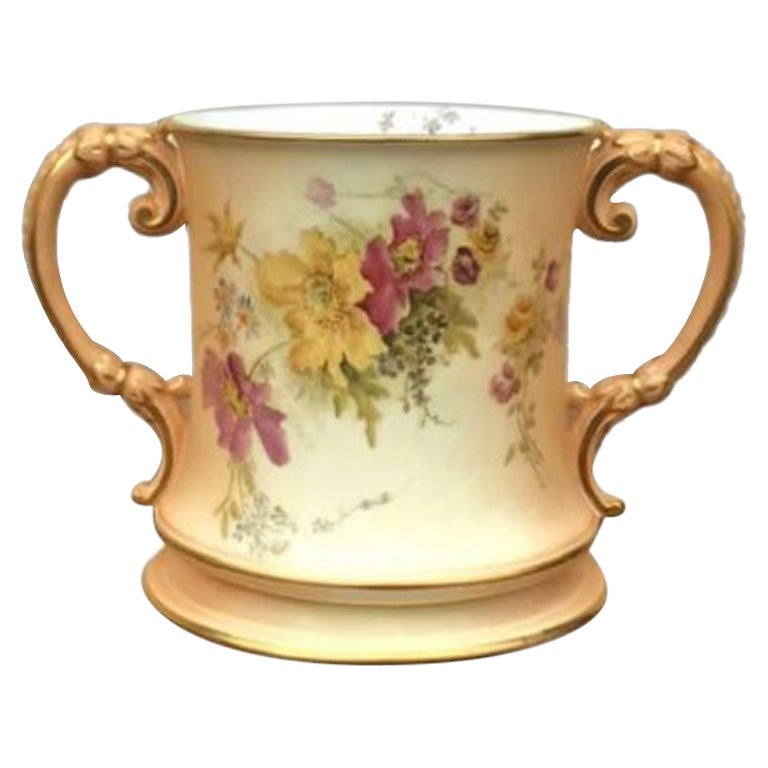 Antique Royal Worcester Blush Ivory Loving Cup For Sale