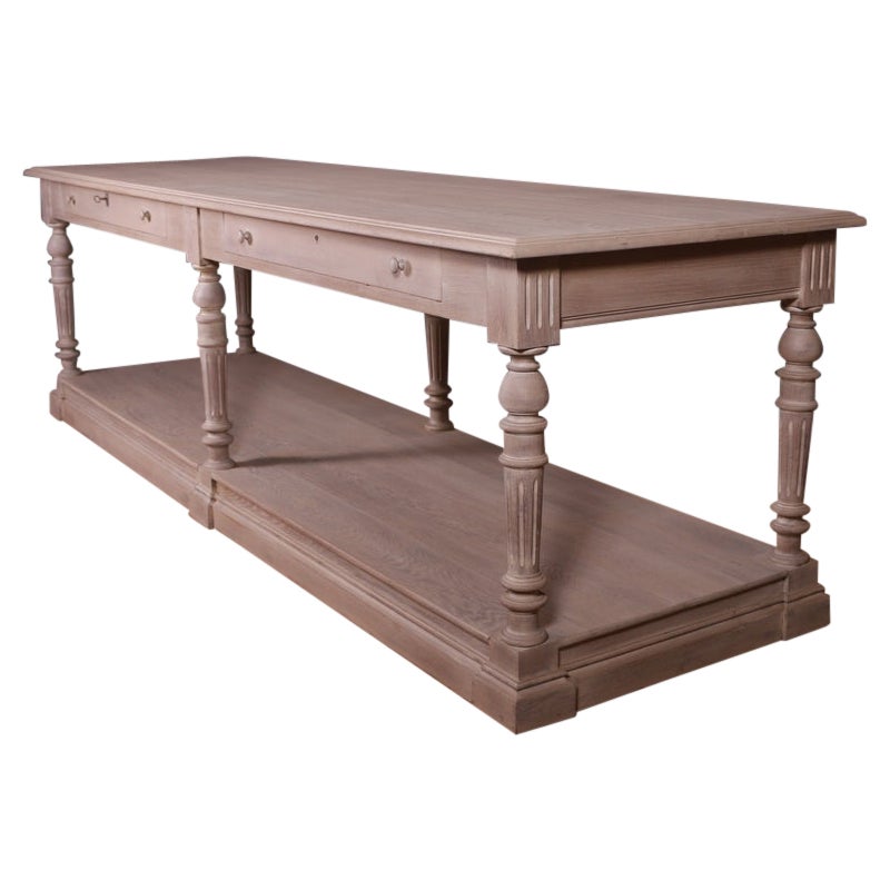 French Bleached Oak Drapers Table For Sale