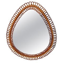 Midcentury Rattan Mirror, Italy, 1960s