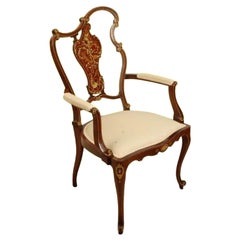 Superb Antique Inlaid Mahogany Arm Chair