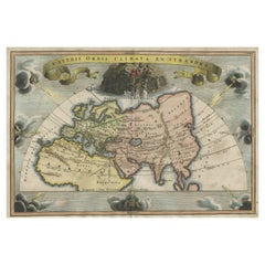 Antique Decorative Ancient World Map with Large Parts of the World Still Unknown, c 1731