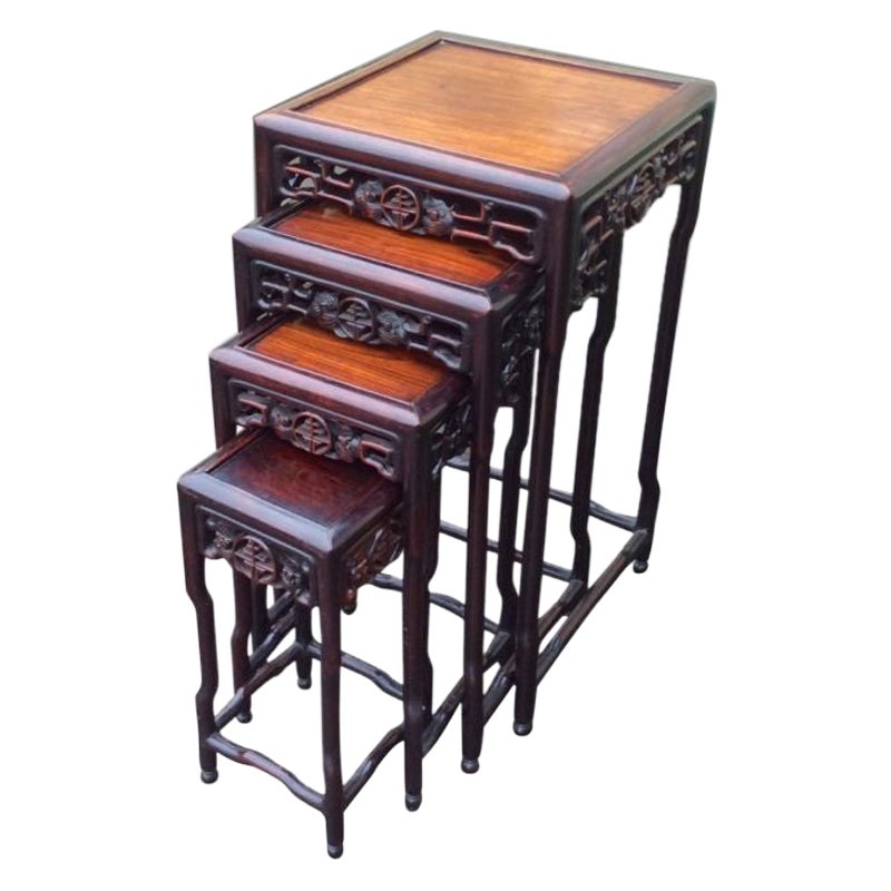 Superb Nest of Chinese Hardwood Occasional Tables