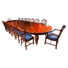 Antique 19th C 16ft Flame Mahogany Extending Dining Table & 16 chairs