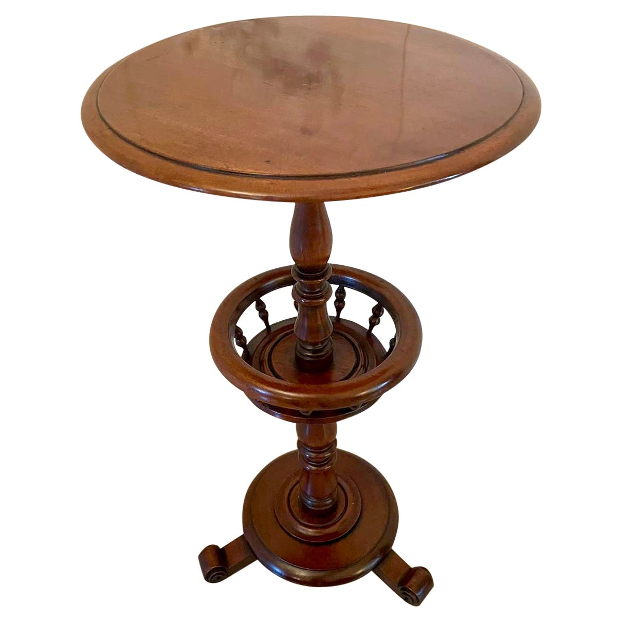 Unusual Antique Victorian Quality Mahogany Circular Lamp Table For Sale