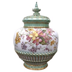 Large Antique Royal Worcester Pot Pourri Jar and Crown Cover
