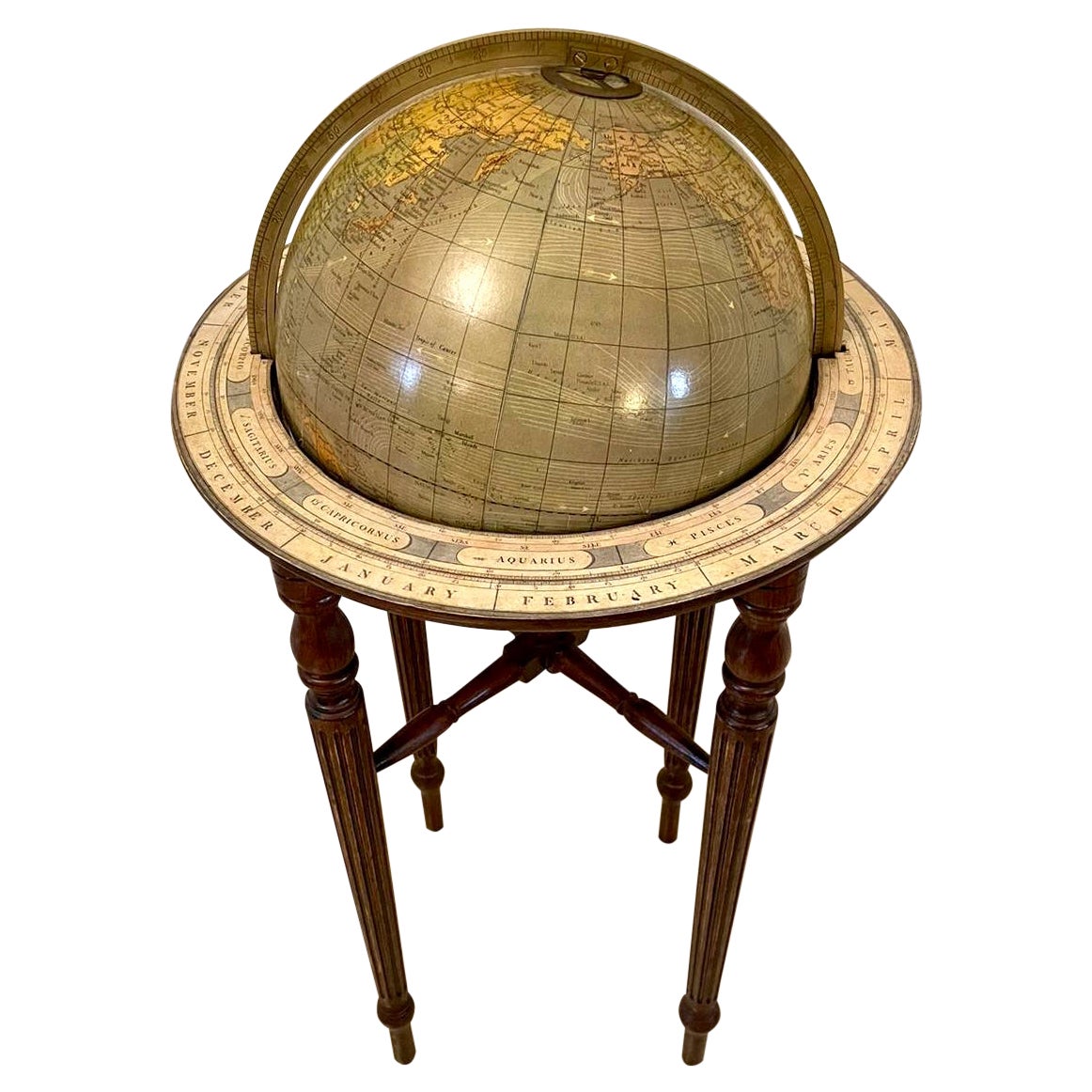 Antique Victorian Quality Floor Standing Library Globe