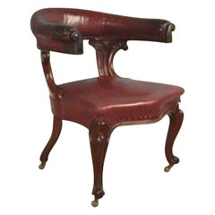 Used Victorian Mahogany Upholstered Desk Library Chair
