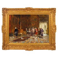 Antique Painting by Adolphe Alexandre Lesrel "The Acquisition" 1875 19th C
