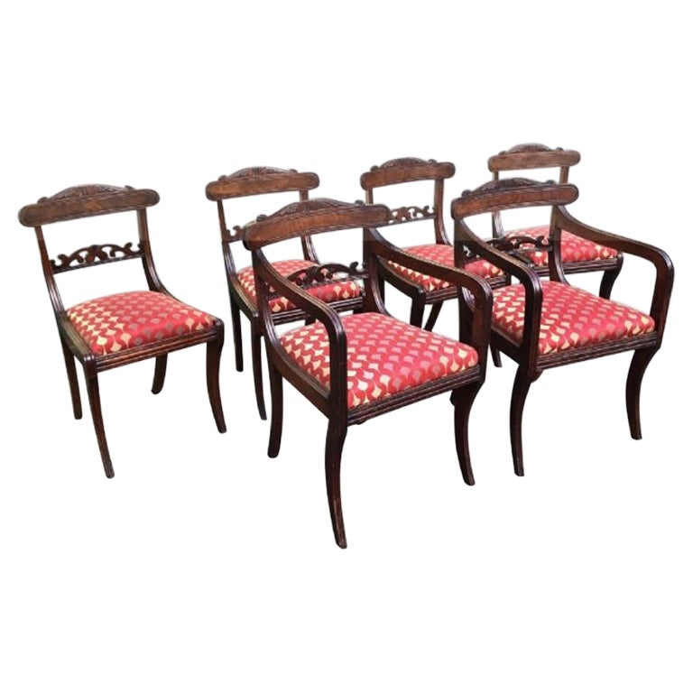 Six Antique Period Regency Dining, Vintage Regency Dining Chairs