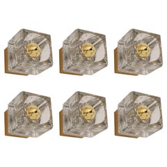 1 of 10 Petite Crystal Glass Brass Wall Sconces by Peill & Putzler, Germany