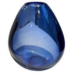 Sapphire Blue Mouth Blown Drop Vase by Per Lütken for Holmegaard, 1960s