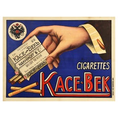 Original Antique Advertising Poster KaceBek Cigarettes Tobacco Imperial Russia