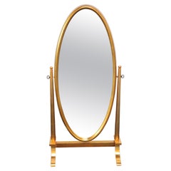 Labarge Hollywood Regency-Style Giltwood Oval Cheval Floor Mirror