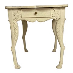 Antique French Provincial Painted Side Table with Hoof Feet