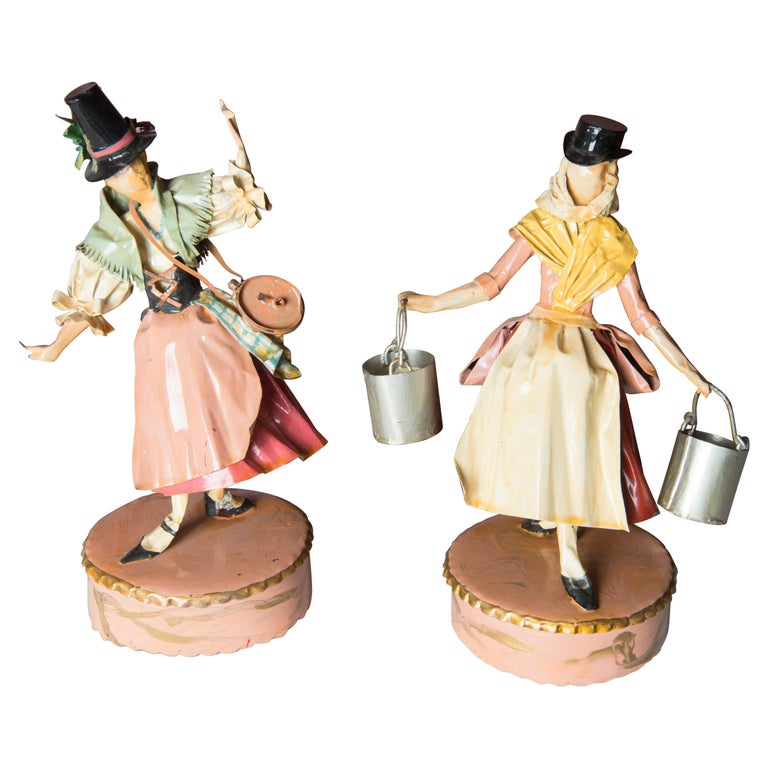 Pair of Lee Menichetti Sculptures: Tyrolean Maid & German Milk Maid For Sale