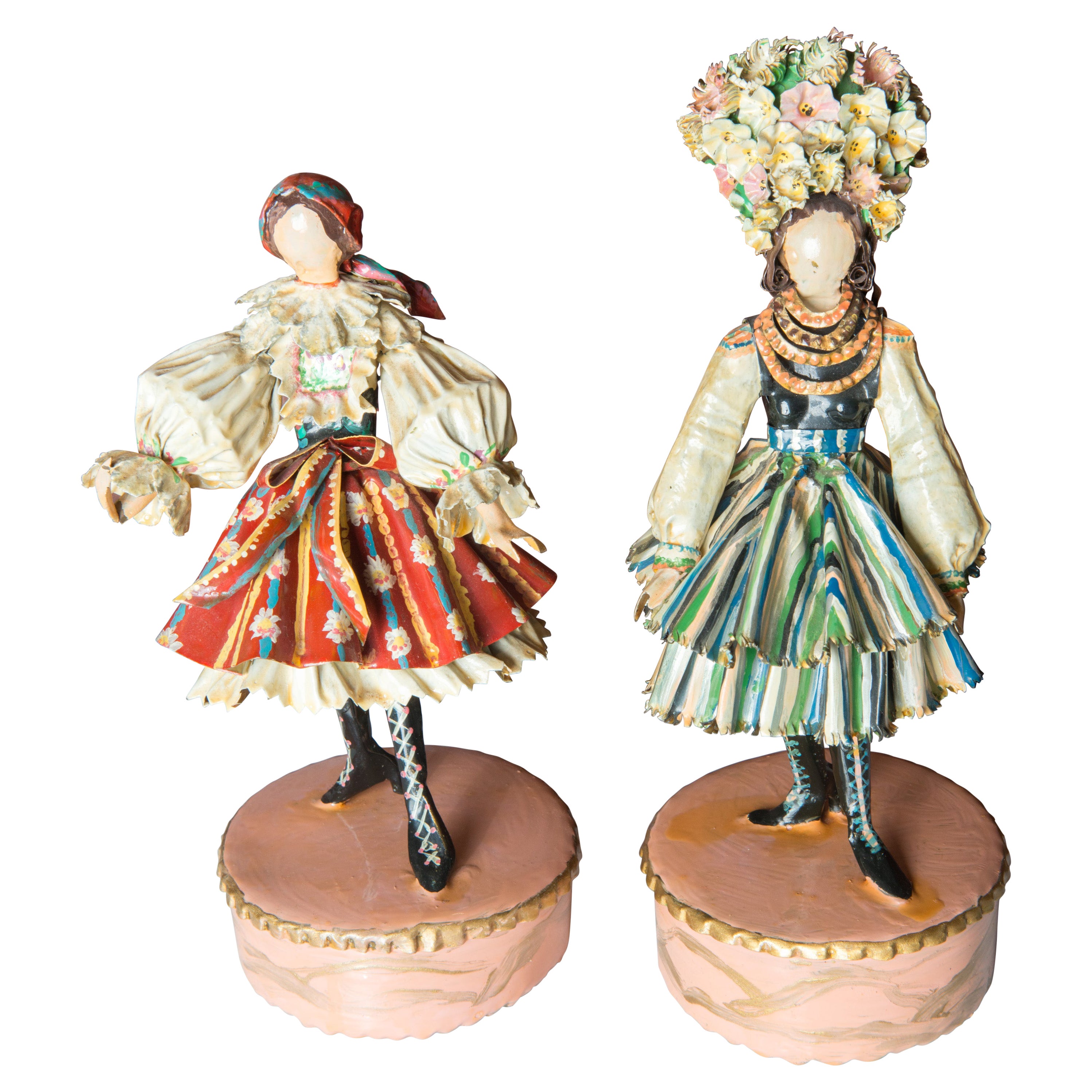 Pair of Czech & Polish Costumed Sculptures by Lee Menichetti
