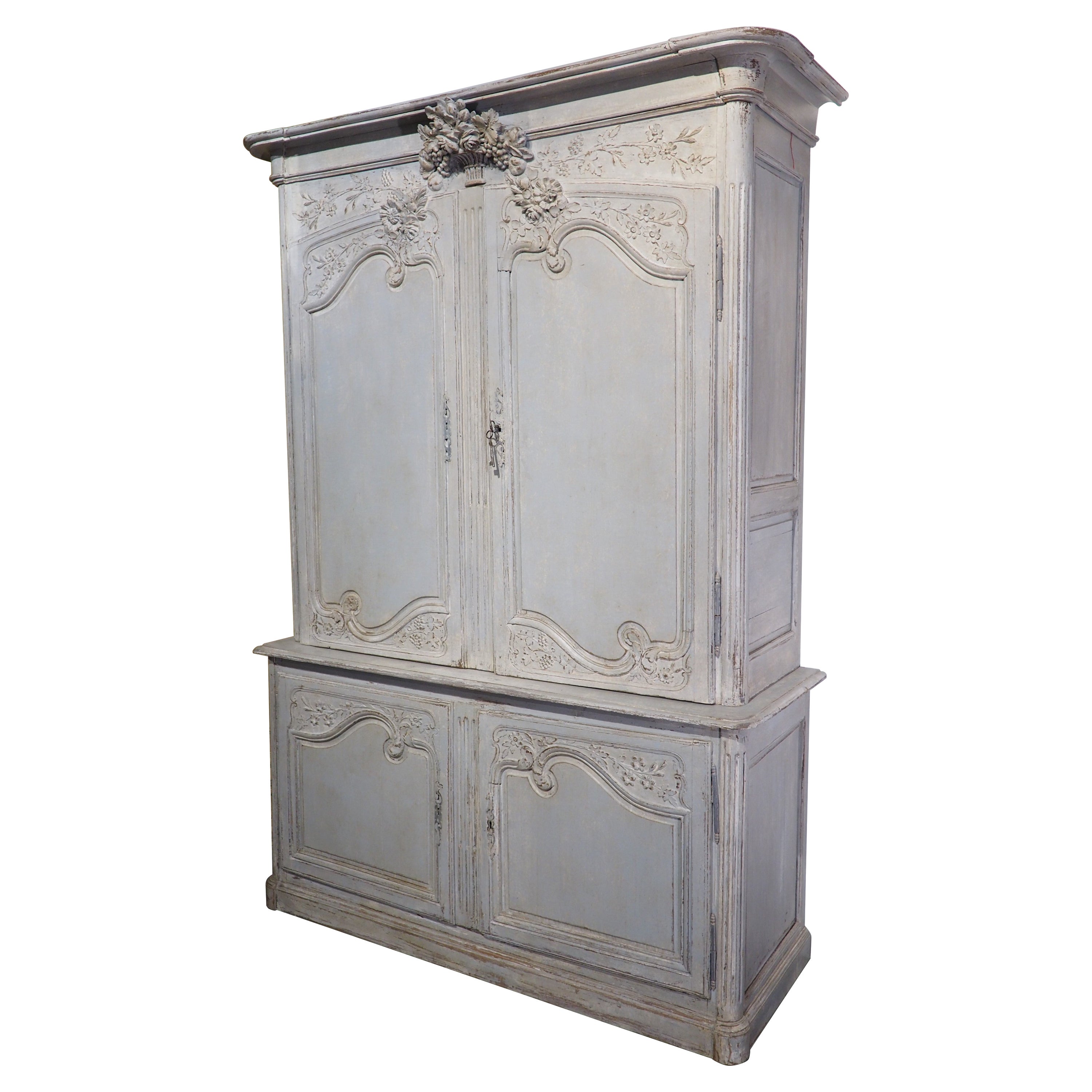 Painted 18th Century French Oak Buffet Deux Corps