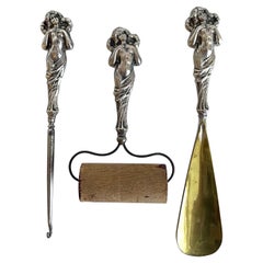 Art Nouveau Sterling Vanity Instruments, Set of 3