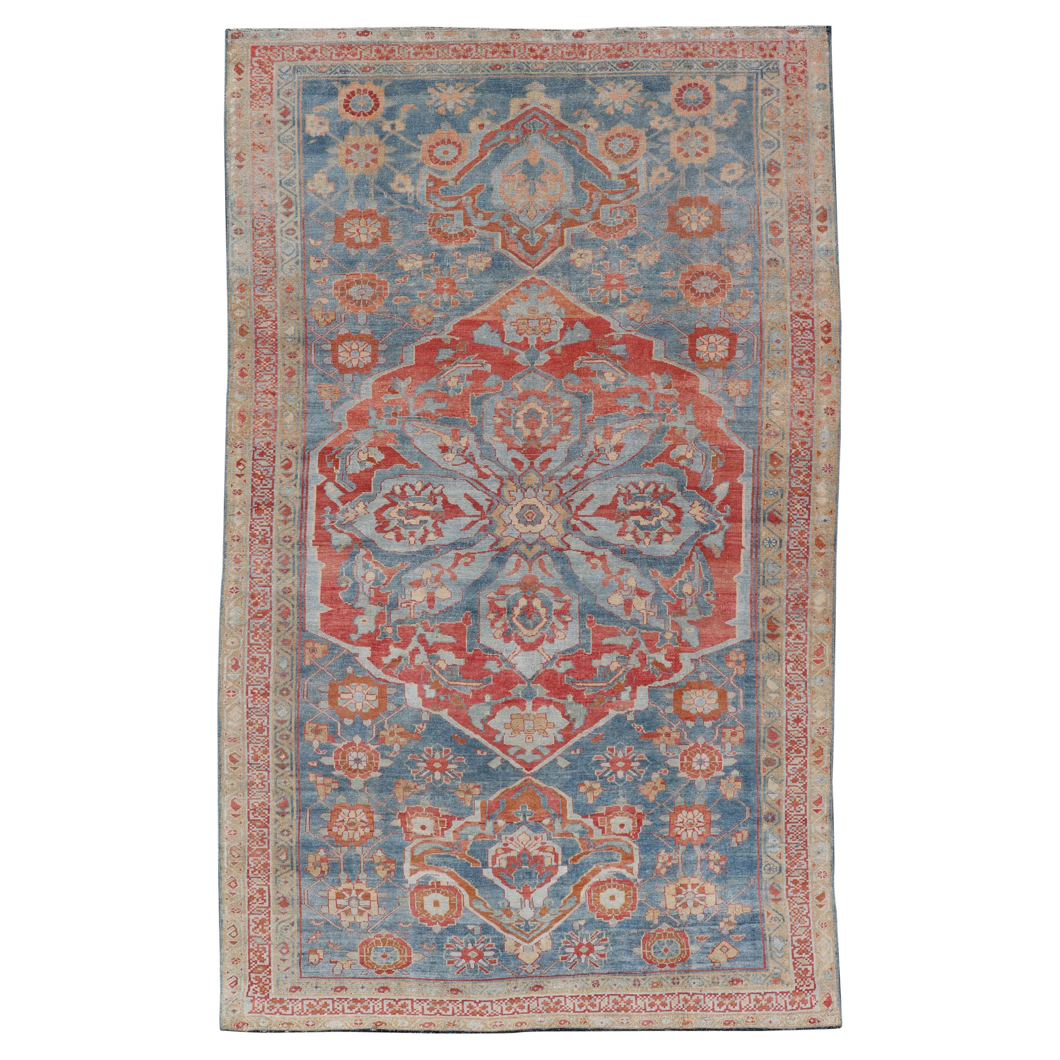 Fine Hand-Knotted Antique Veramin Rug in Wool with Floral Medallion Design For Sale