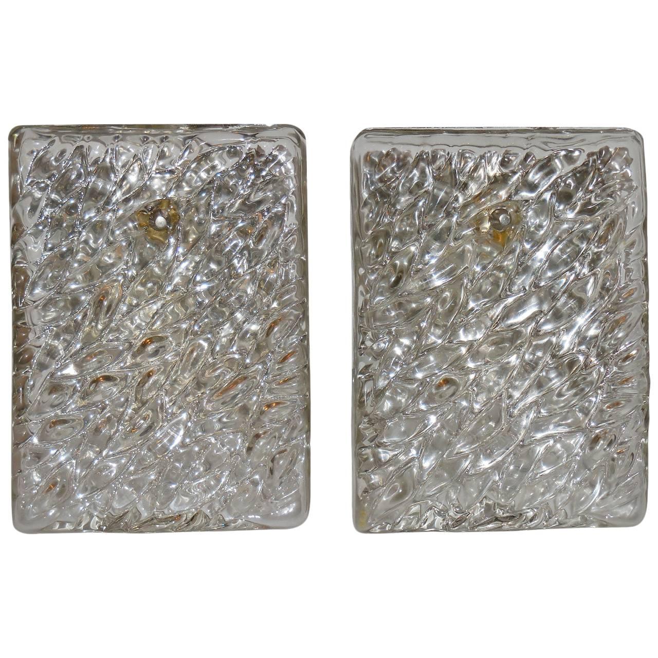 Pair of Cubist Glass Wall Sconces