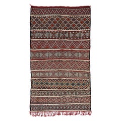 Vintage Zemmour Moroccan Kilim Rug with Tribal Style