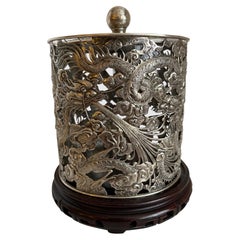 Chinese Export Silver Humidor on Stand
