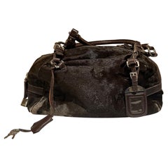 Vintage Prada Milano Leather Satchel Shoulder Handbag Lock & Key Embossed Logo