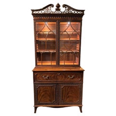Vintage Widdicomb Chinese Chippendale Style Mahogany Display Cabinet with Butler’s Desk