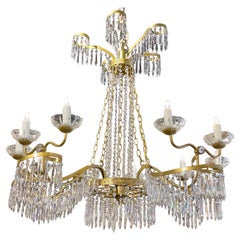 Baltic Neo-Classical Style Crystal and Gilt Metal 10 Light Chandelier