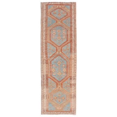 Hand-Knotted Antique Persian Karajeh Runner with Sub-Geometric Tribal Medallions
